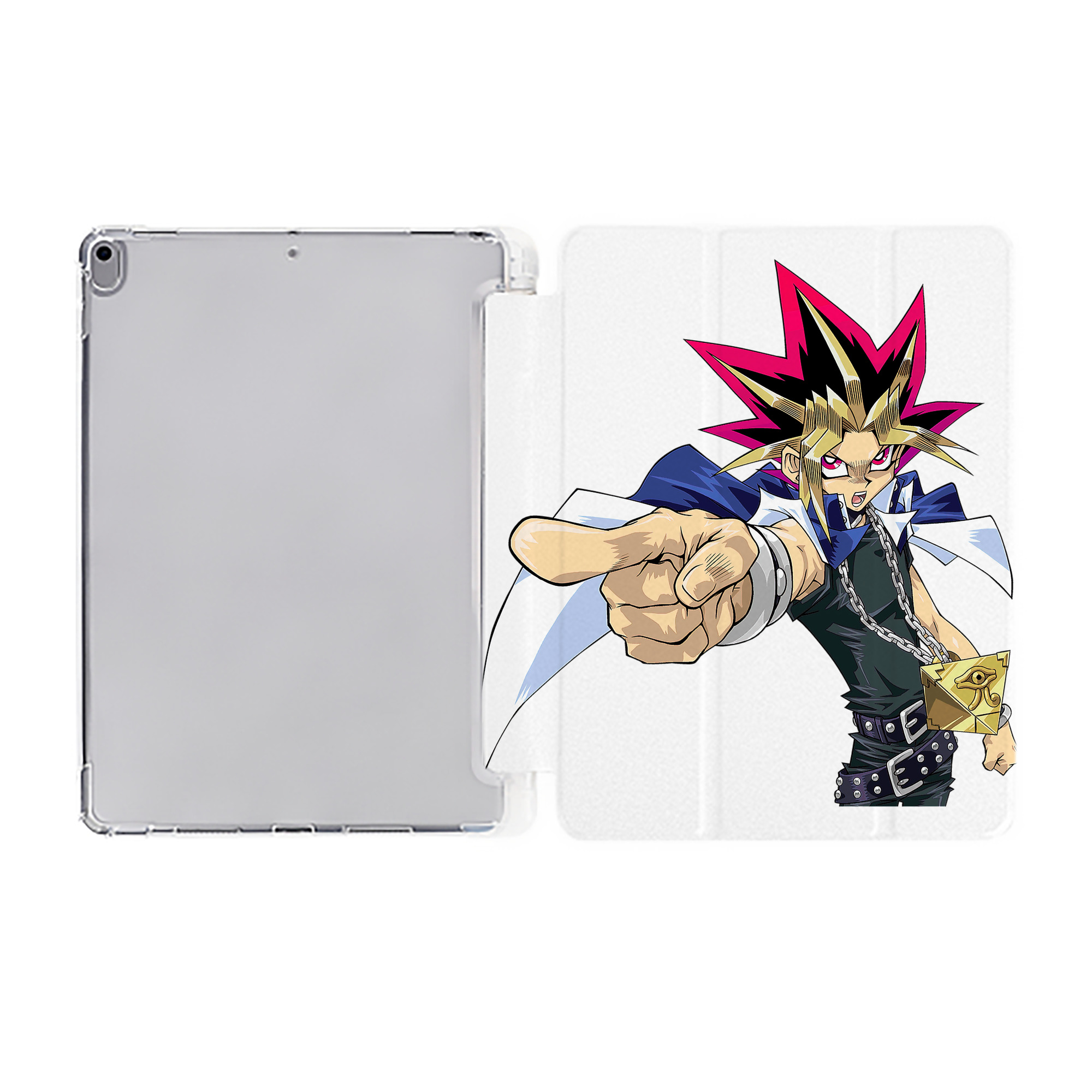 （画像用） 遊☆戯☆王 Yu-Gi-Oh! IPad ケース ペン収納付き 三つ折りスタンド PUレザー×シリコン 対応機種9.5/10.5/10.9インチ